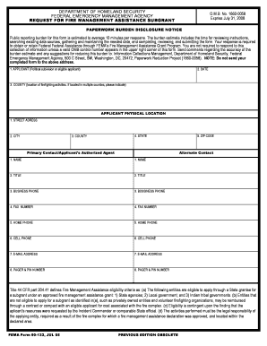 Public Reporting Burden for This Form is Estimated to Average 10 FEMA Calema Ca