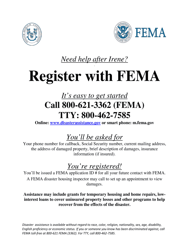Register with FEMA  Form