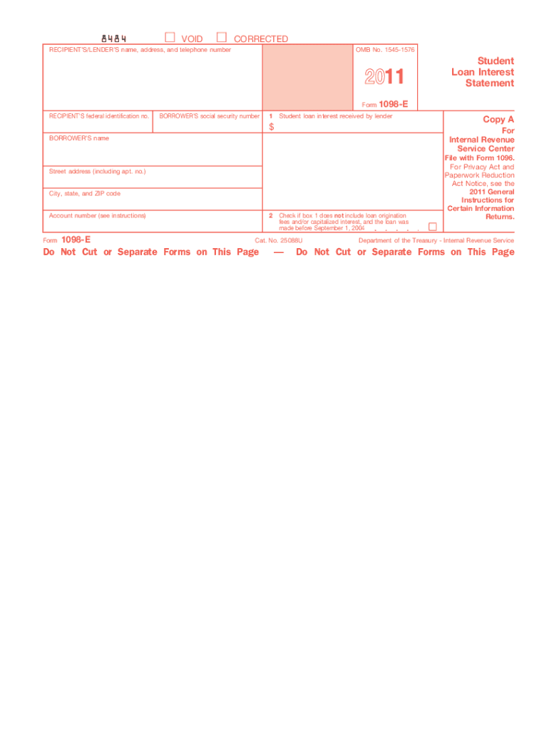  Form 1098 E 2011