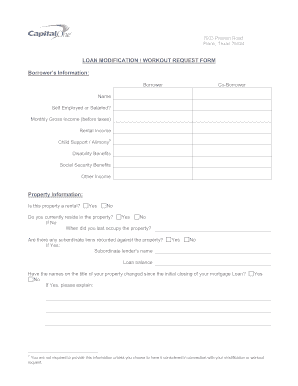 LOAN MODIFICATION WORKOUT REQUEST FORM Borrower&#039;s Operationrest