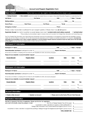 Registration Form City of Raleigh Raleighnc