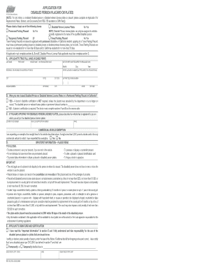 Application for Disabled Person Placard or Plates Index Ready This Form is Used to Apply for Permanent, Temporary, and Travel Di