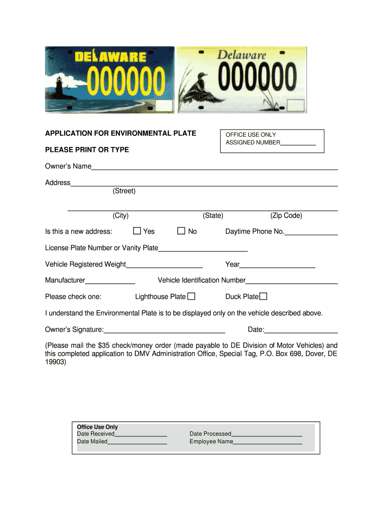 Application for Environmental Plate Delawareestuary  Form