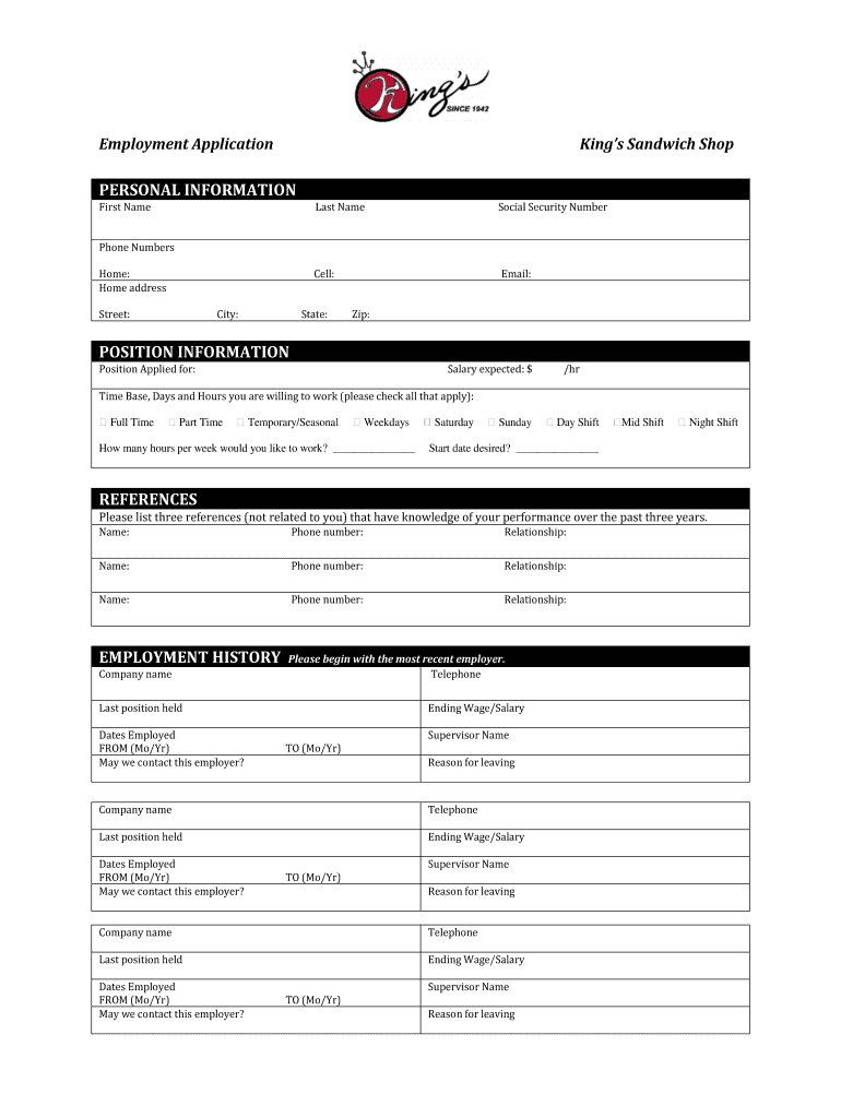 Aylor&#039;s Job Applica  Form