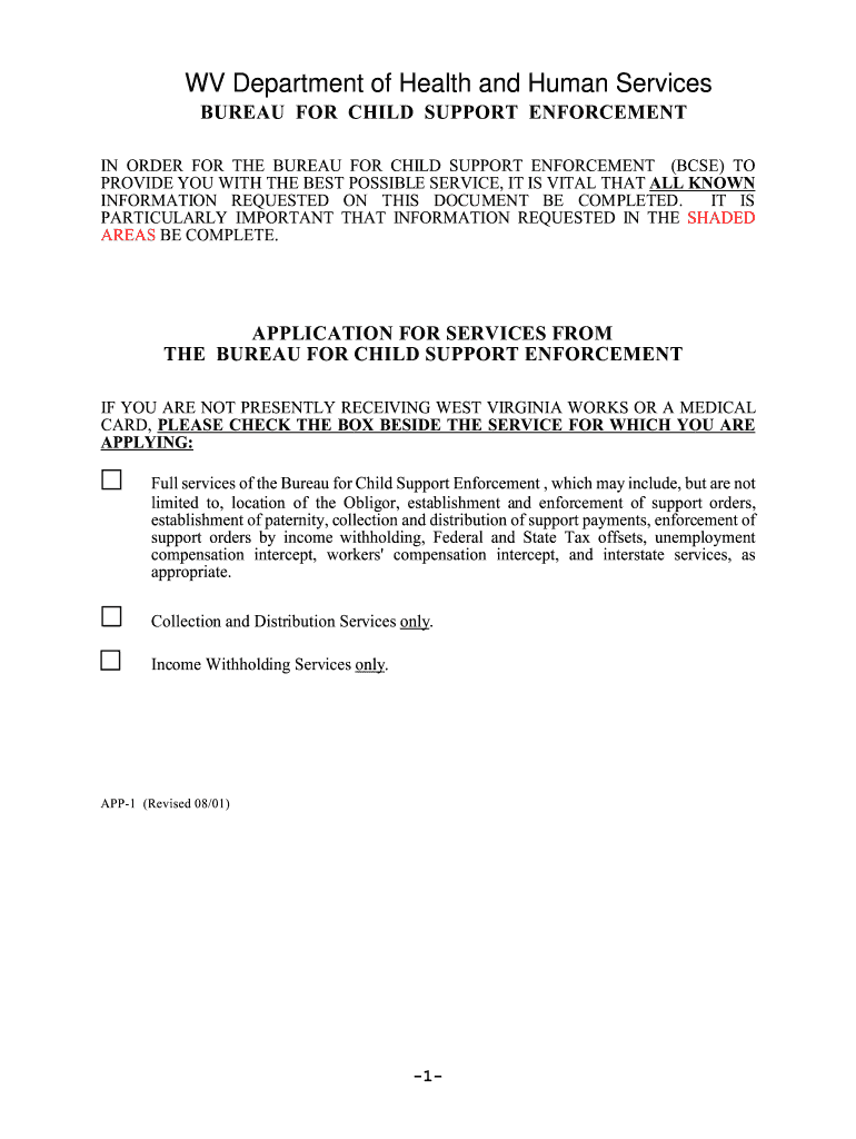 WV Department of Health and Human Services BUREAU for CHILD SUPPORT ENFORCEMENT in ORDER for the BUREAU for CHILD SUPPORT ENFORC  Form