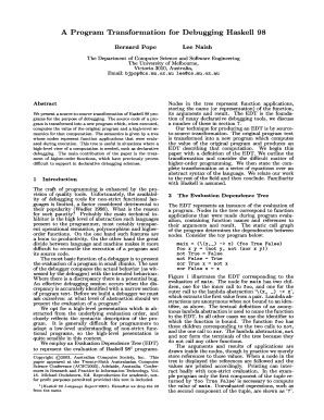 A Program Transformation for Debugging Haskell 98 Bernard Pope