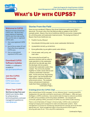 What&#039;s Up with CUPSS?, Issue 1 CUPSS Asset Management Software for Drinking Water Systems and Wastewater Systems Water Epa  Form