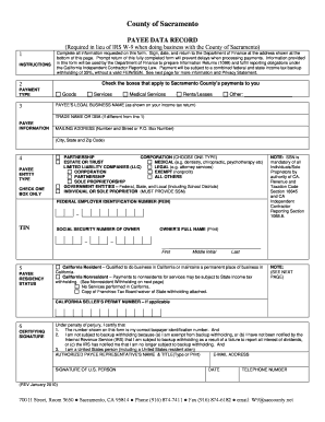 Printable Payee Records Form