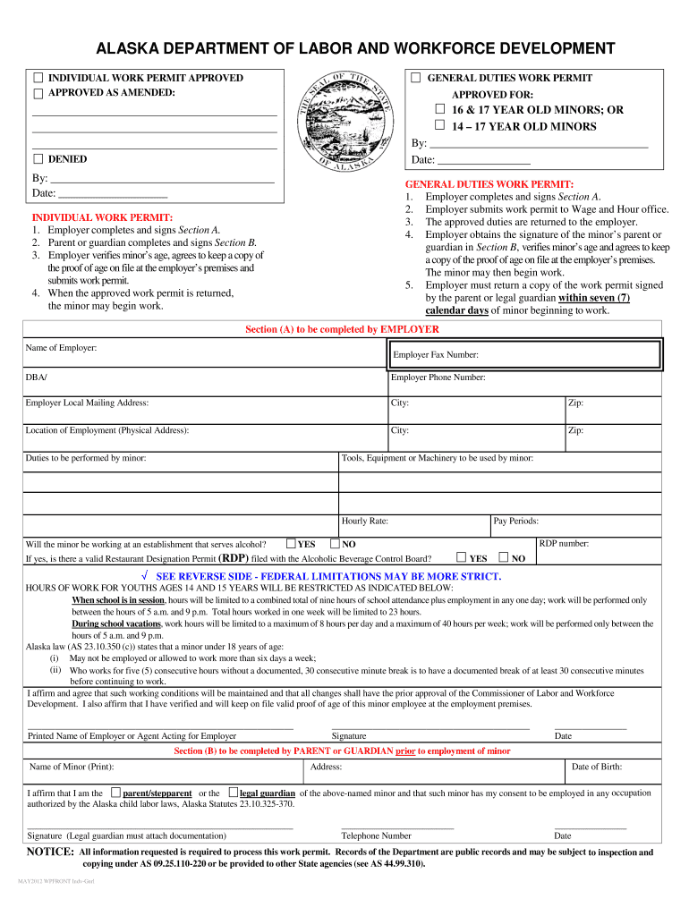 Work Permit Individual 20122024 Form Fill Out and Sign Printable PDF