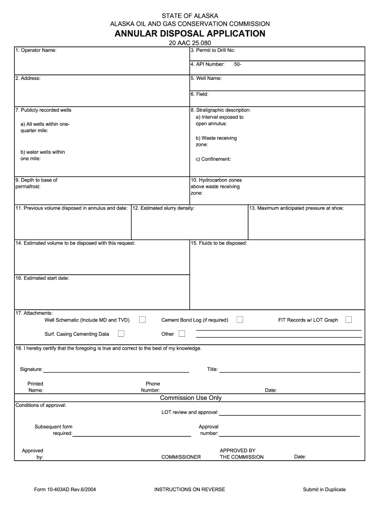  Alaska Annular Disposal Form 2004-2024