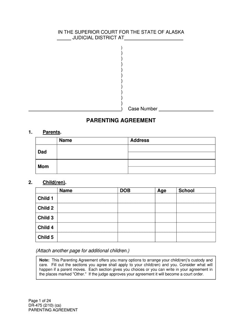  Alasak Parenting Plan Papers 2010-2024