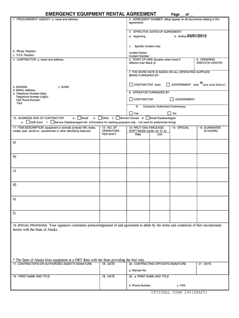  Cal Fire 294 Form 2012-2024