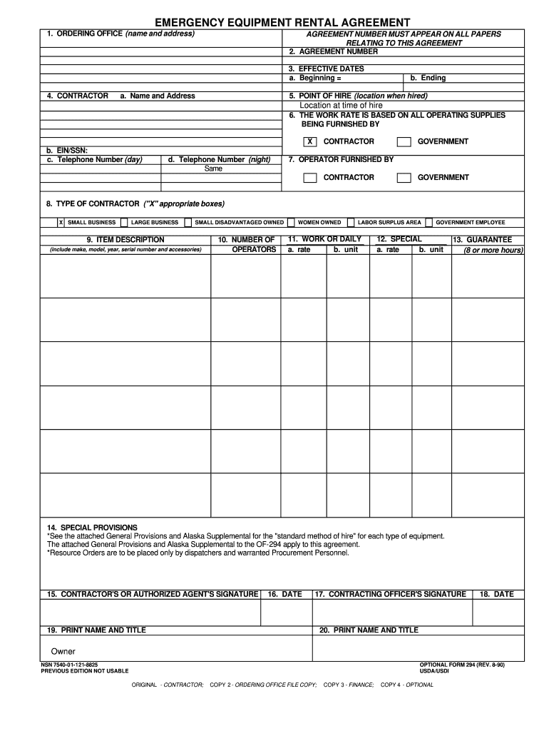  Cal Fire 294 Form 2012