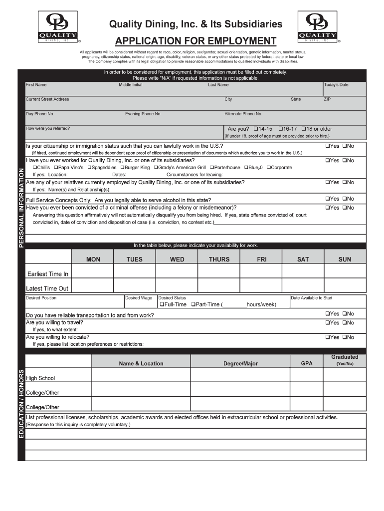 Quality Dining Inc & Its Subsidiaries Form