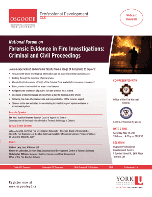 Forensic Evidence in Fire Investigations Criminal and Civil CAFI  Form