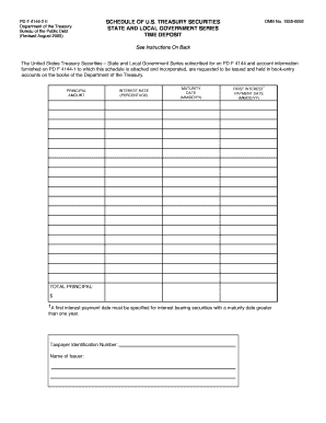 Schedule of Us Treasury Securities Slgs Time Deposit Treasury Direct  Form