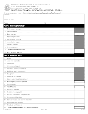 Relicensure Financial Information Statement Missouri Department