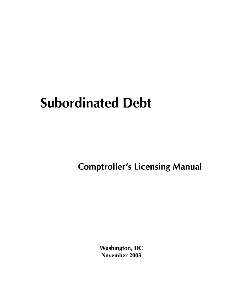 Subordinated Debt Office of the Comptroller of the Currency Occ  Form