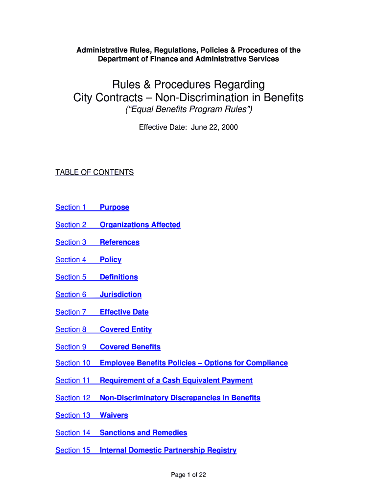 Rules &amp; Procedures Regarding City Contracts Non City of Seattle Cityofseattle  Form