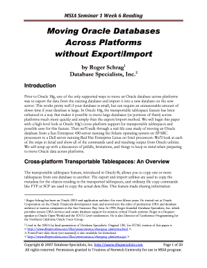 Moving Oracle Databases across Platforms Without ExportImport