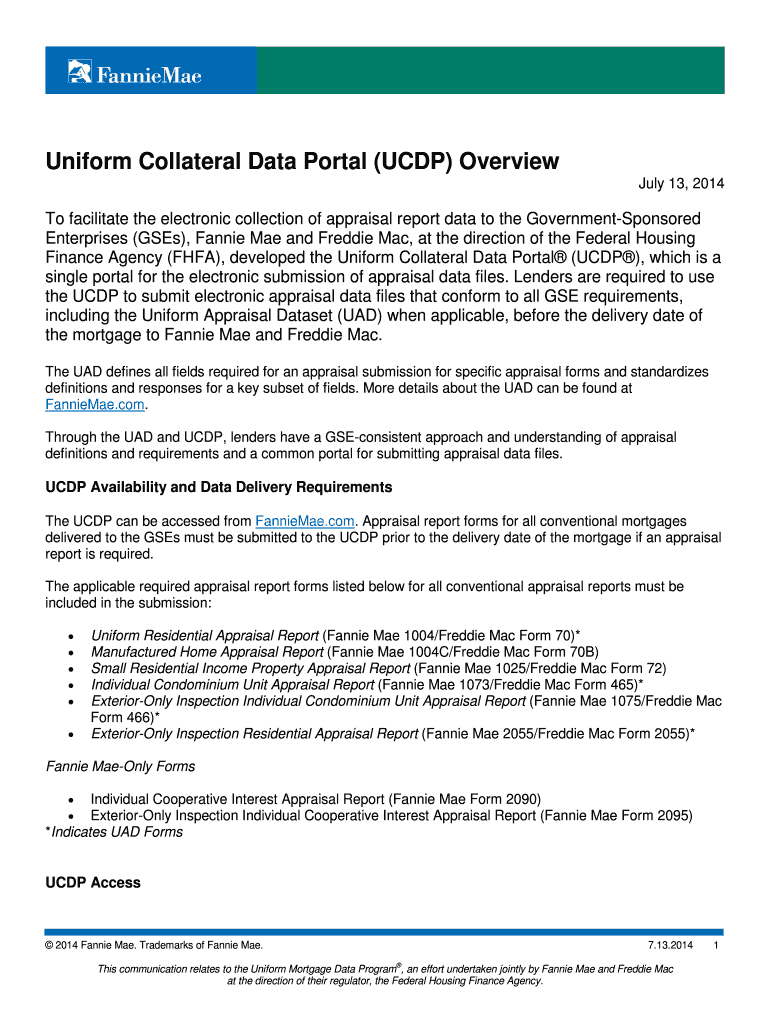 Uniform Collateral Data Portal UCDP Overview