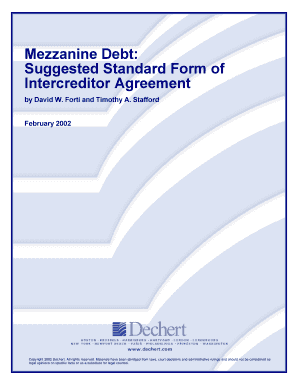 Mezzanine Debt Suggested Standard Form of Intercreditor Agreement