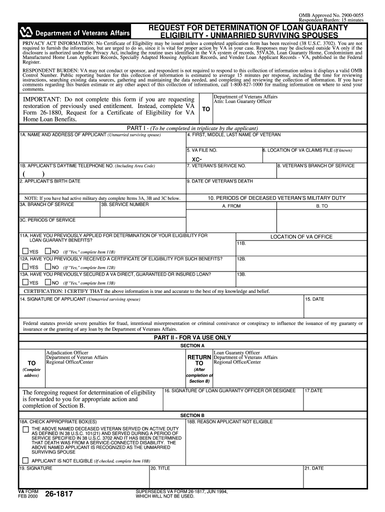 VA Form 26 1817  Military Com