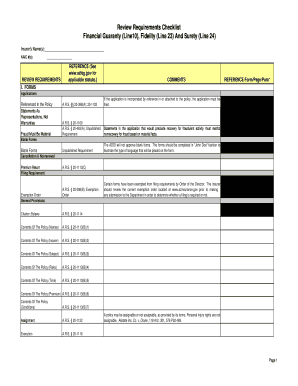 Review Requirements Checklist Financial Guaranty Arizona  Form