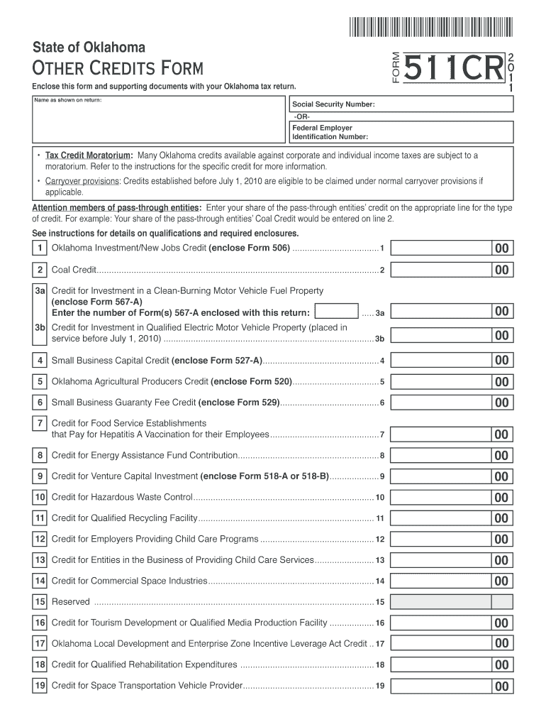 Other Credits Form Oklahoma Tax Commission State of Oklahoma