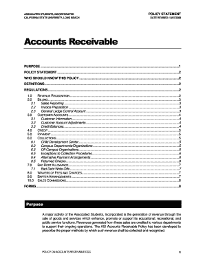 Policy on Accounts Receivable Csulb  Form