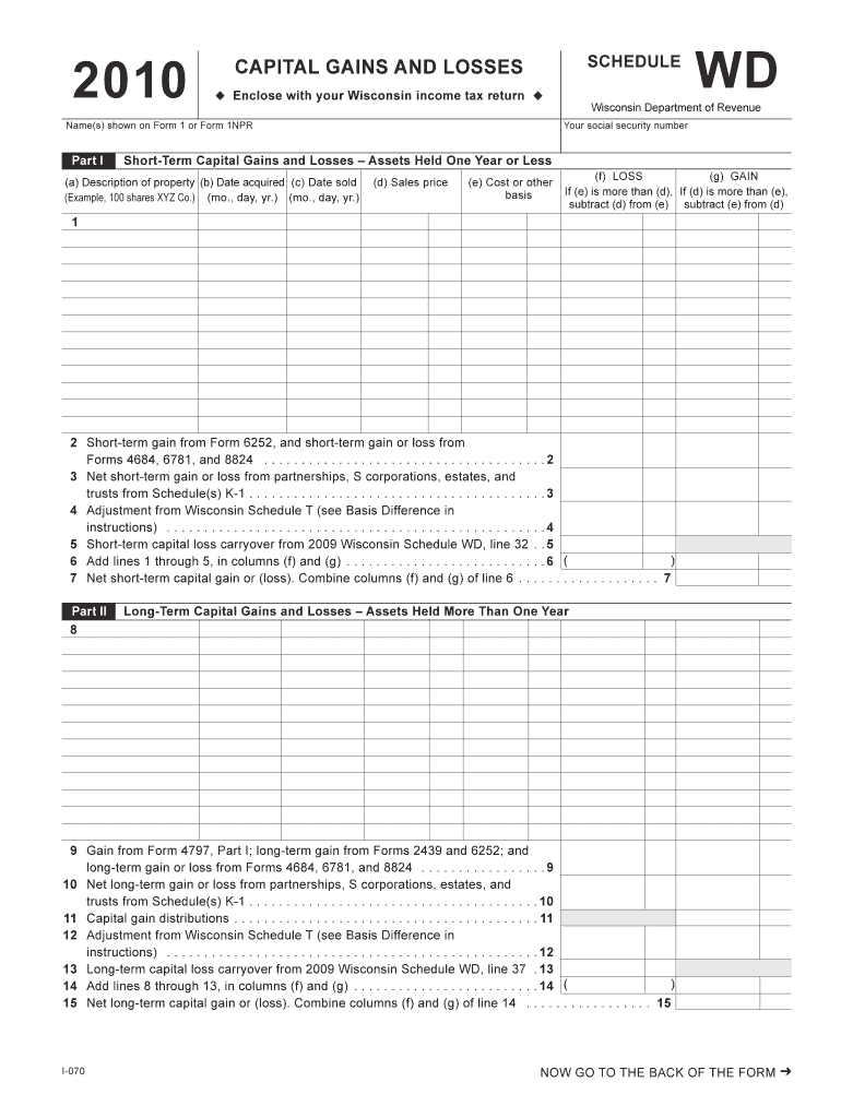 Schedule WD, Capital Gains and Losses Wisconsin  Form