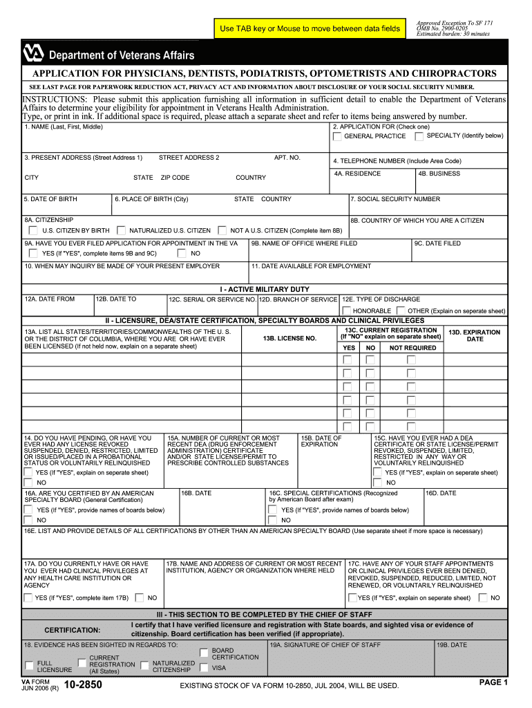  Va Form Physician 2006