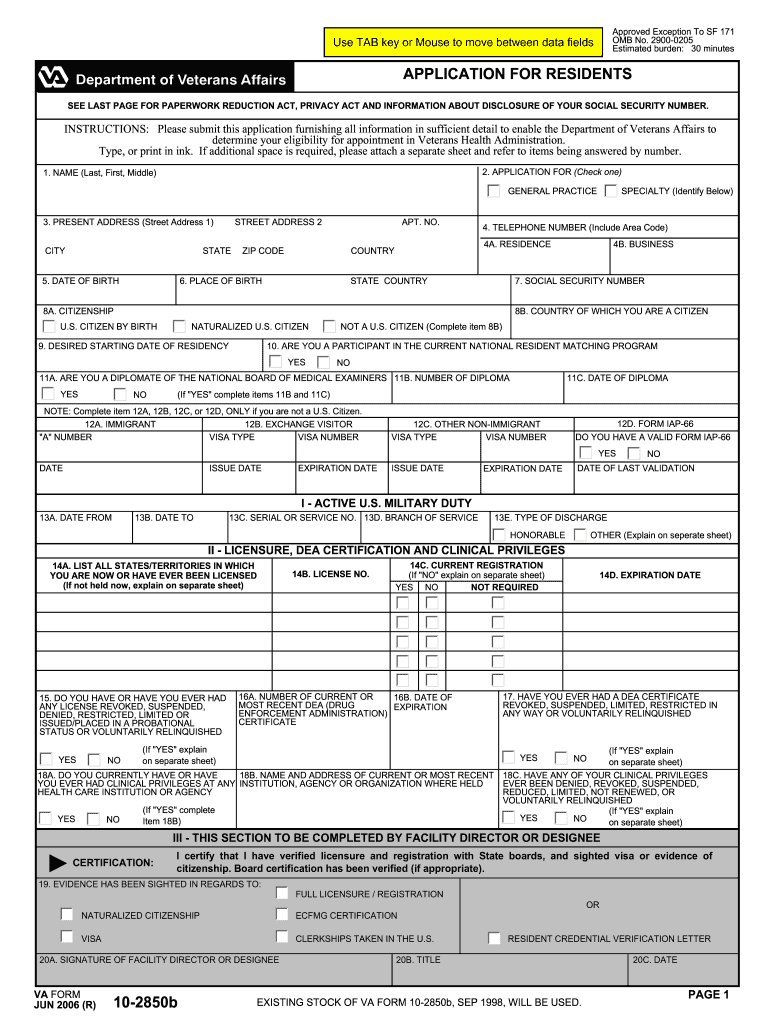  Va Form 10 2850b 2006-2024