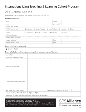 Applicant Form Global Programs and Strategy Alliance University