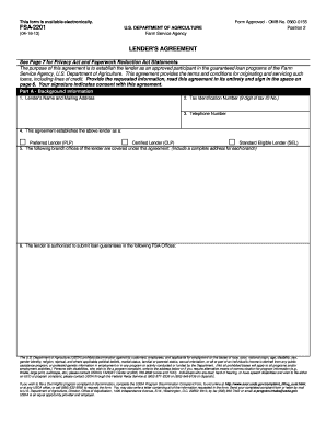 Fsa 2201 Lenders Agreement Form