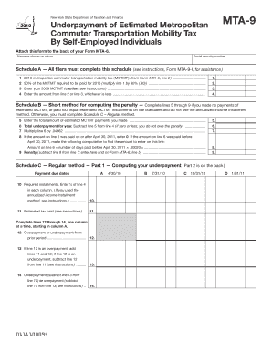 MTA 9Underpayment of Estimated Metropolitain Commuter  Form