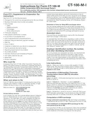 Form CT 186 MIInstructions for Form CT 186 M Utility