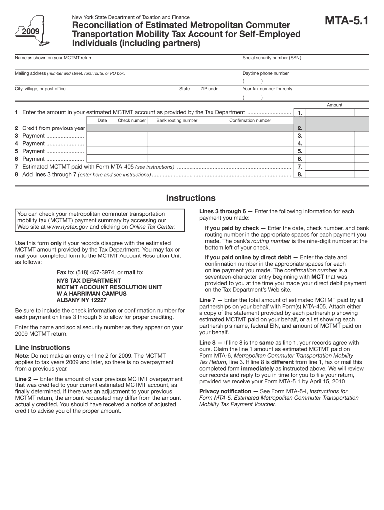 Form MTA 5 1Reconciliation of Estimated Metropolitan Tax Ny