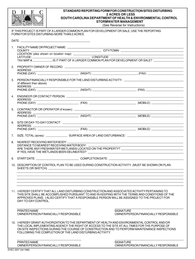 Notice of Intent Form and Instructions for 2 Acres or Less the