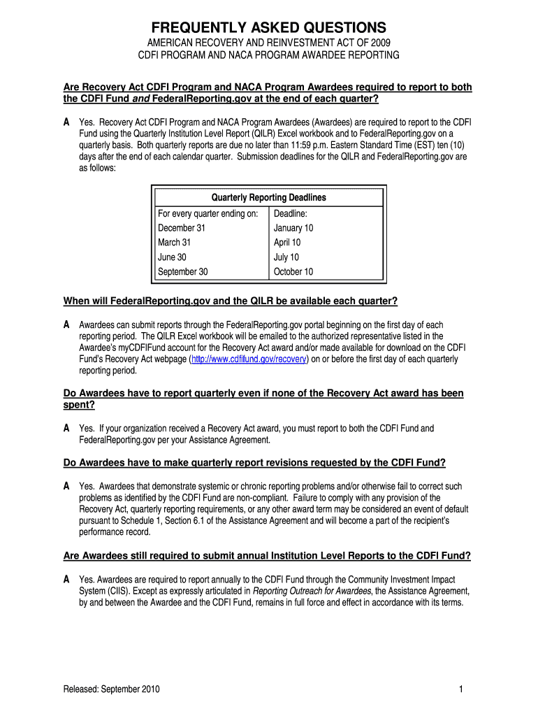 Awardee FAQs CDFI Fund Cdfifund  Form