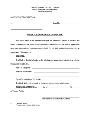 IMPORTANT NOTICE to SURETIES U S District Court for the  Form