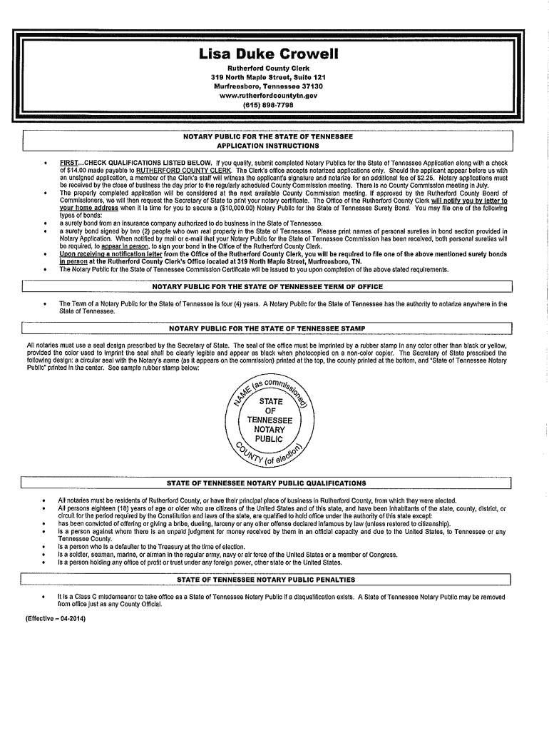 APPLICATION for APPOINTMENT of Rutherfordcountytn  Form
