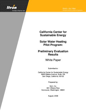 Solar Water Heating Pilot Program White Paper California Public  Form