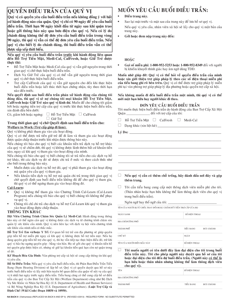 NA Back 9 Vietnamese  Cdss Ca  Form