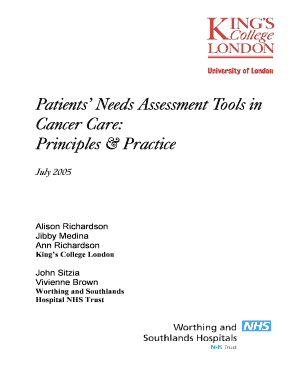 Patients&#039; Needs Assessment Tools in Cancer Care Final Repo Kcl Ac  Form