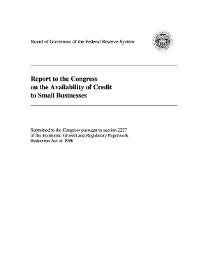 Report to the Congress on the Availability of Credit to Small  Form