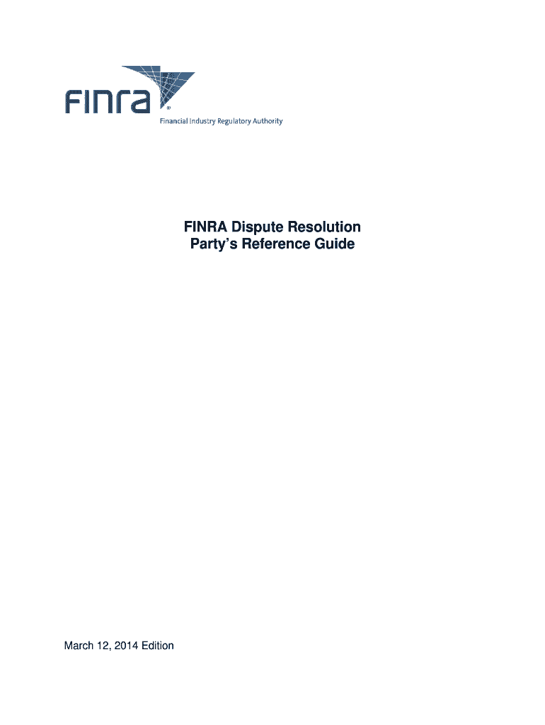 FINRA Dispute Resolution Party&#039;s Reference Guide Finra  Form