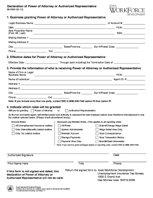 Iowa Workforce Development Power of Attorney  Form