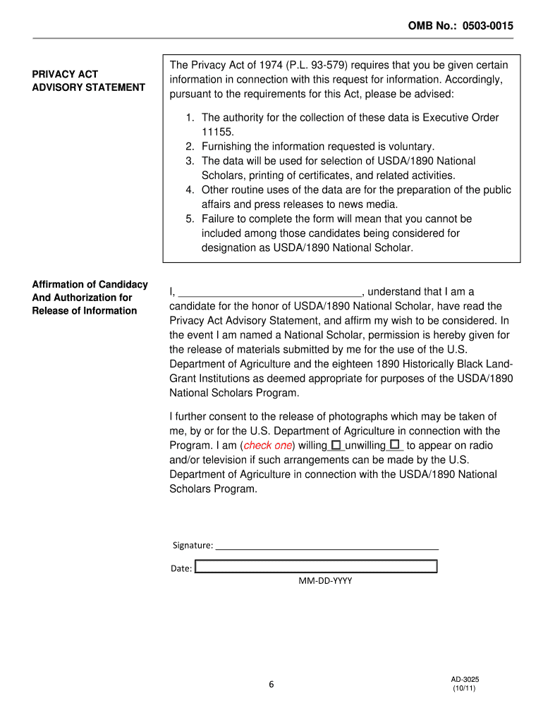 Thank You for Your Interest in the USDA1890 National Scholars Program Usda  Form