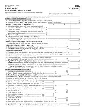 SBT Miscellaneous Credits  Form